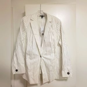 Lane Bryant-Bryant Ivory/Navy Blue Stripe Blazer Size 20